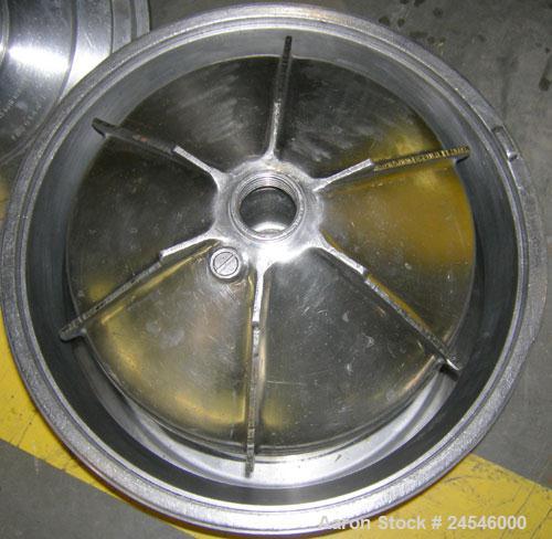 Used Westfalia BKA-28-86-076 Solid Bowl Disc Centrifuge, 316 Stainless Steel Construction (product contact areas). Maximum bowl speed 6500 rpm, chamber bowl clarifier design, centripetal pump liquid ...