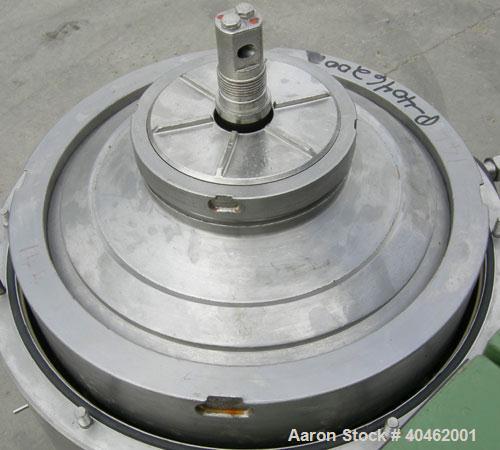 Used: Westfalia BKA-28-86-076 solid bowl disc centrifuge, 316 stainless steel construction (product contact areas), max bowl speed 6500 rpm, chamber bowl clarifier design, centripetal pump liquid dis...