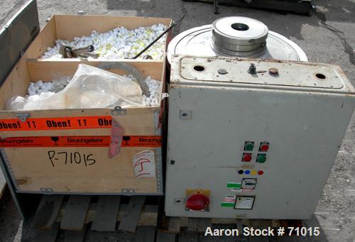 USED: Westfalia BKA-35-86-576 solid bowl disc centrifuge.316 stainless steel construction (product contact areas). Max bowl speed 5000 rpm, two chamber bowl design, centripetal pump liquid discharge,...