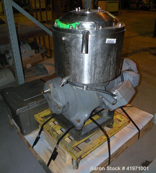 Used Westfalia BKA-6-86-076 Solid Bowl Disc Centrifuge, 316 Stainless Steel. Maximum bowl speed 8510 rpm, chamber bowl design, clarifier design (liquid/solids separation), centripetal pump liquid dis...