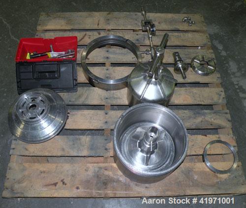 Used Westfalia BKA-6-86-076 Solid Bowl Disc Centrifuge, 316 Stainless Steel. Maximum bowl speed 8510 rpm, chamber bowl design, clarifier design (liquid/solids separation), centripetal pump liquid dis...