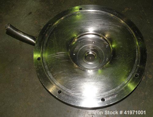 Used Westfalia BKA-6-86-076 Solid Bowl Disc Centrifuge, 316 Stainless Steel. Maximum bowl speed 8510 rpm, chamber bowl design, clarifier design (liquid/solids separation), centripetal pump liquid dis...