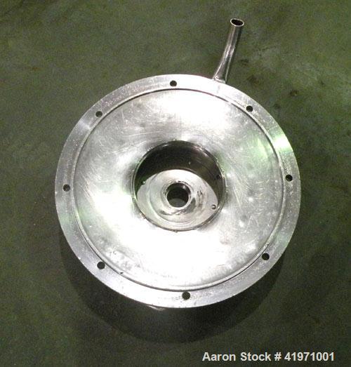 Used Westfalia BKA-6-86-076 Solid Bowl Disc Centrifuge, 316 Stainless Steel. Maximum bowl speed 8510 rpm, chamber bowl design, clarifier design (liquid/solids separation), centripetal pump liquid dis...