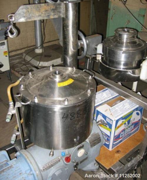 Used-Westfalia BKA-6-86-576 Solid Bowl Centrifuge. 316 stainless steel construction on product contact areas, max bowl speed...