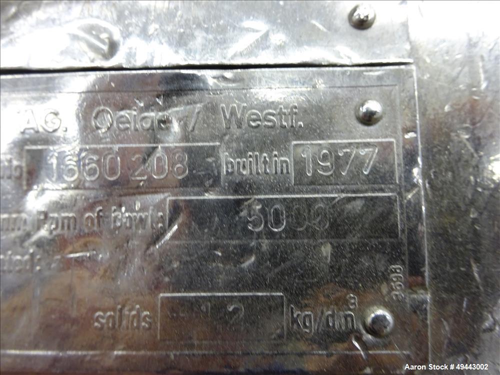 Westfalia BKA35 Solid Bowl Disc Centrifuge