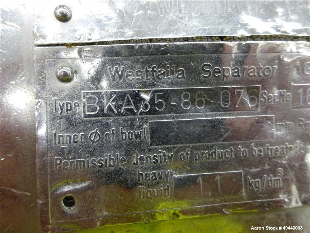 Westfalia BKA35 Stainless Steel Disc Centrifuge
