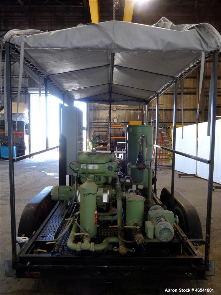 Used Westfalia OTA-14-00-066 Solid Wall Disc Centrifuge. Stainless steel construction (product contact areas), separator design (liquid/liquid/solid separation) maximum bowl speed 8510 rpm, 5 hp, 230...