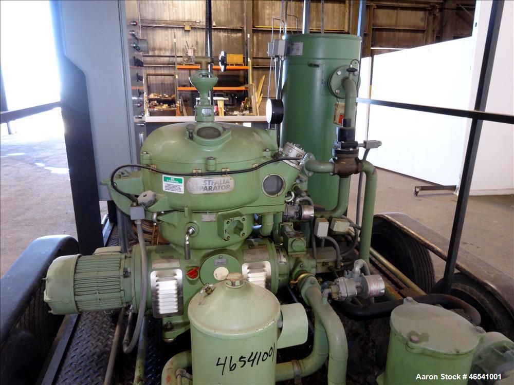 Used Westfalia OTA-14-00-066 Solid Wall Disc Centrifuge. Stainless steel construction (product contact areas), separator design (liquid/liquid/solid separation) maximum bowl speed 8510 rpm, 5 hp, 230...