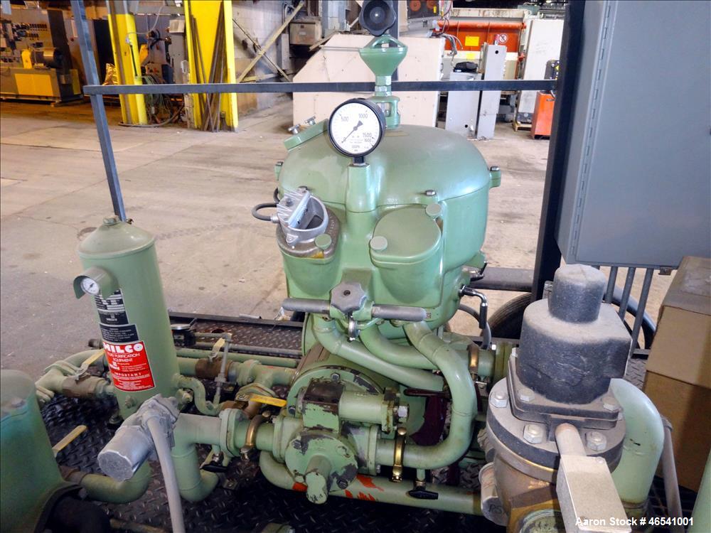 Used Westfalia OTA-14-00-066 Solid Wall Disc Centrifuge. Stainless steel construction (product contact areas), separator design (liquid/liquid/solid separation) maximum bowl speed 8510 rpm, 5 hp, 230...