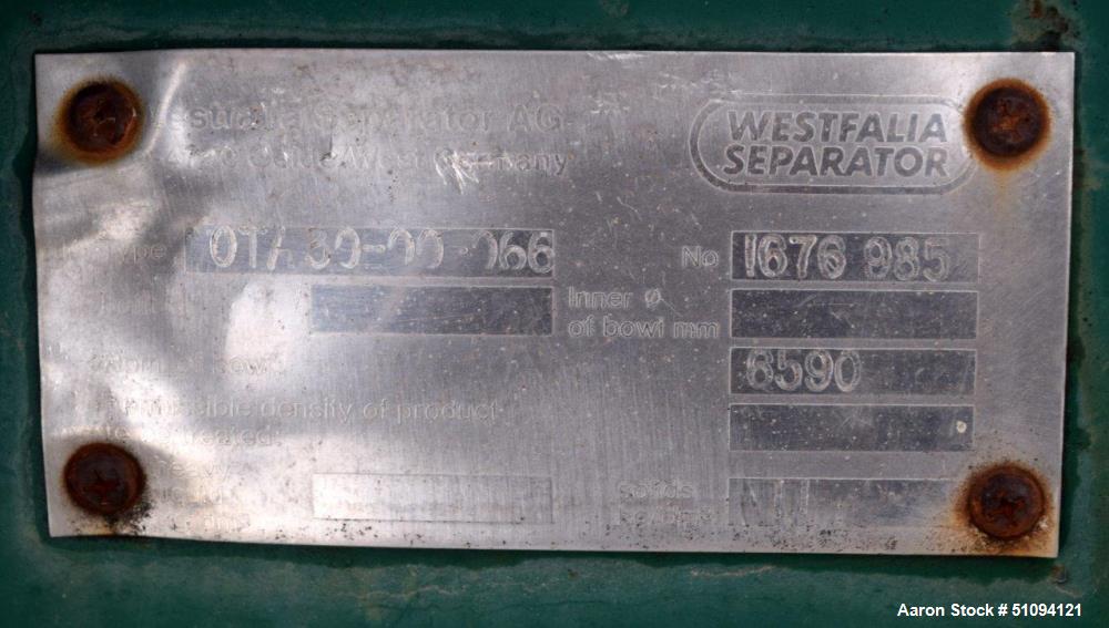 Westfalia OTA30 Oil Purifier Disc Centrifuge
