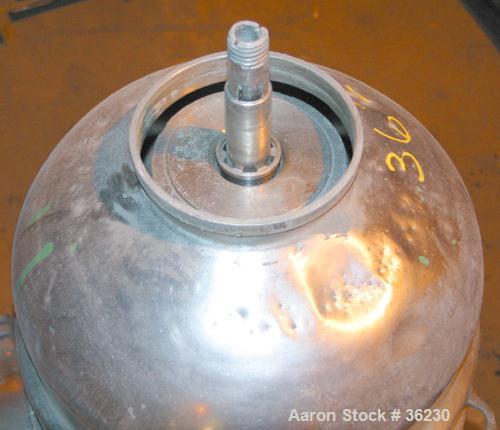 USED: Westfalia RN9004 Solid Bowl Disc Centrifuge, modelclarifier design. 321 stainless steel product contact areas. Driven by a 9 kw (12 hp), 3/60/550 volt, 1140 rpm motor.