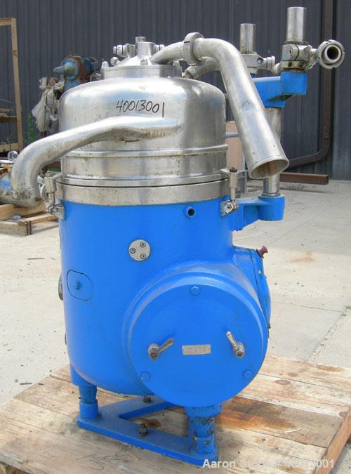 Used Stainless Steel Westfalia Solid Bowl Refining Disc Centrifuge, RTA-45-01-074 