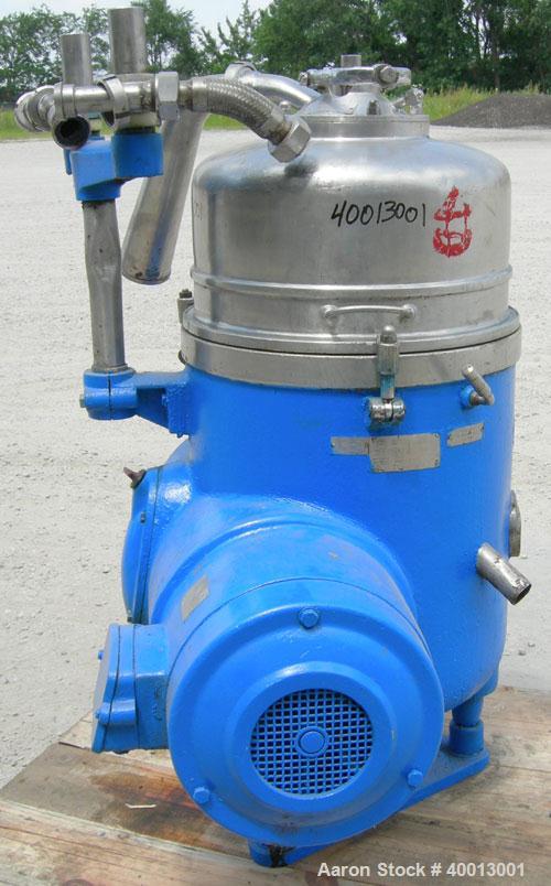 Used Stainless Steel Westfalia Solid Bowl Refining Disc Centrifuge, RTA-45-01-074 