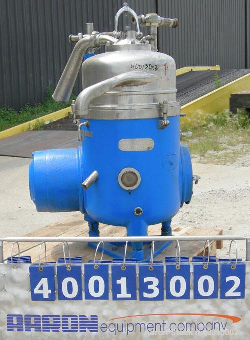Used Stainless Steel Westfalia Solid Bowl Refining Disc Centrifuge, RTA-45-01-0