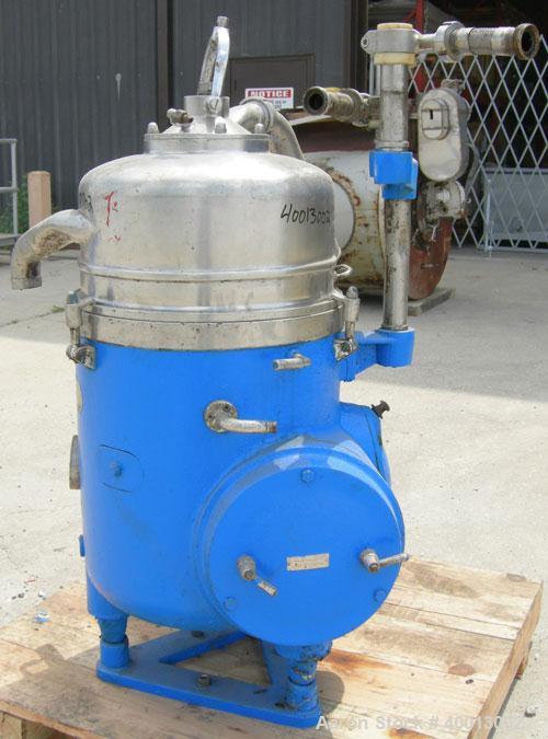 Used Stainless Steel Westfalia Solid Bowl Refining Disc Centrifuge, RTA-45-01-0