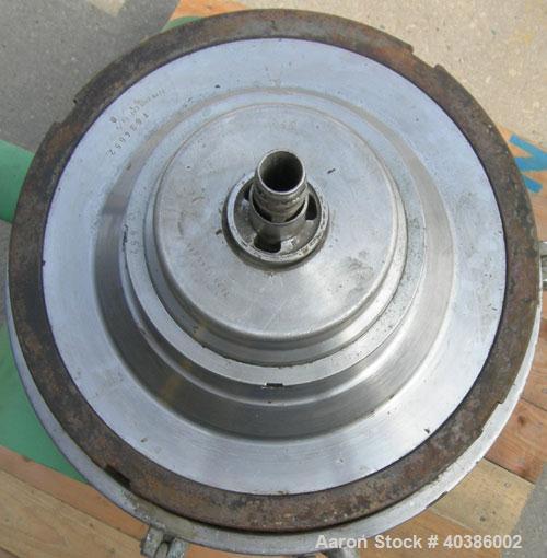 Used Westfalia RTA-45-01-076 Solid Bowl Disc Centrifuge, stainless steel construction (product contact areas), 2205 stainless steel bowl, maximum bowl speed 7200 rpm, light and heavy phase centripeta...