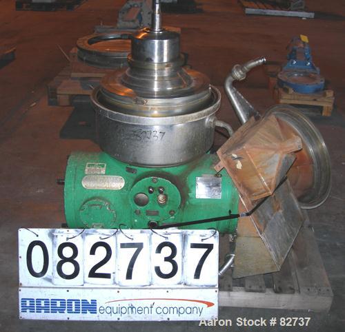 Used Stainless Steel Westfalia Solid Bowl Disc Centrifuge, TA-40-01-506 