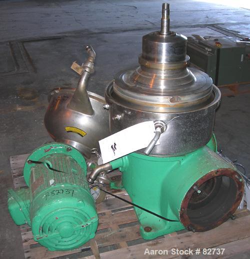 Used Stainless Steel Westfalia Solid Bowl Disc Centrifuge, TA-40-01-506 