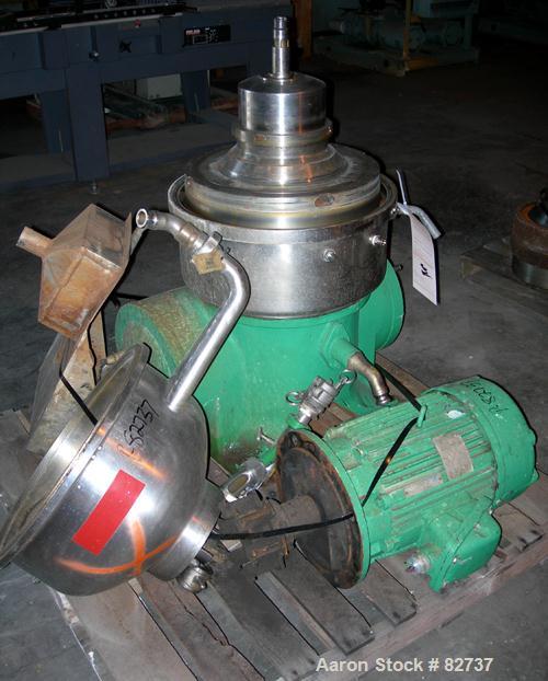 Used Stainless Steel Westfalia Solid Bowl Disc Centrifuge, TA-40-01-506 