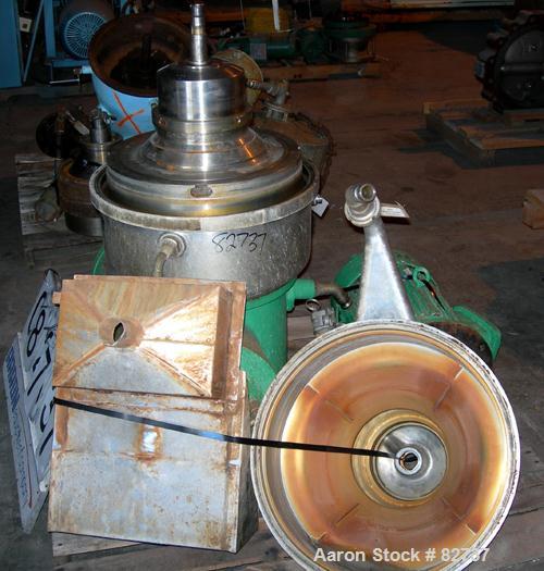 Used Stainless Steel Westfalia Solid Bowl Disc Centrifuge, TA-40-01-506 
