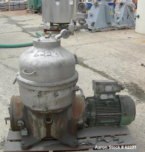 Used Stainless Steel Westfalia Solid Bowl Disc Centrifuge, TA-40-01-156 