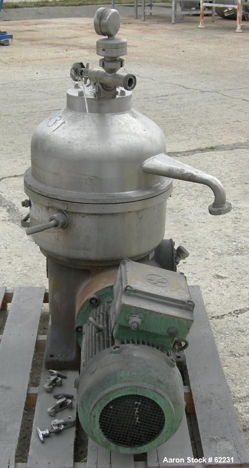 Used Stainless Steel Westfalia Solid Bowl Disc Centrifuge, TA-40-01-156 