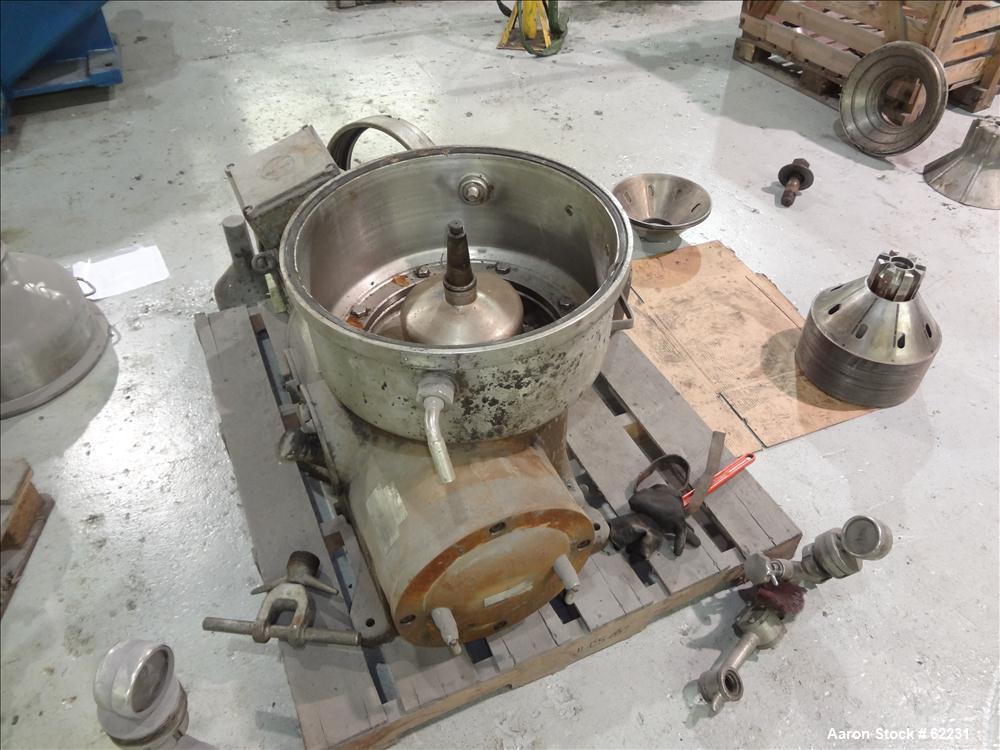 Used Stainless Steel Westfalia Solid Bowl Disc Centrifuge, TA-40-01-156 