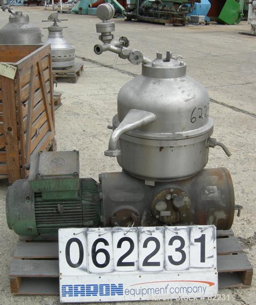 Used Stainless Steel Westfalia Solid Bowl Disc Centrifuge, TA-40-01-156 