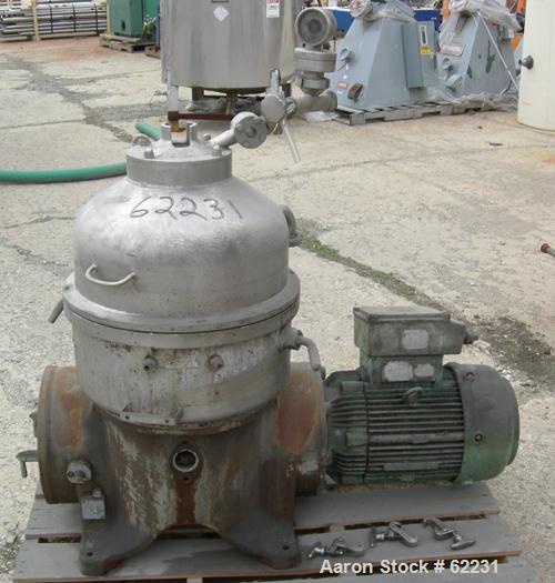 Used Stainless Steel Westfalia Solid Bowl Disc Centrifuge, TA-40-01-156 