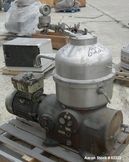 Used Stainless Steel Westfalia Solid Bowl Disc Centrifuge, TA-40-01-156 