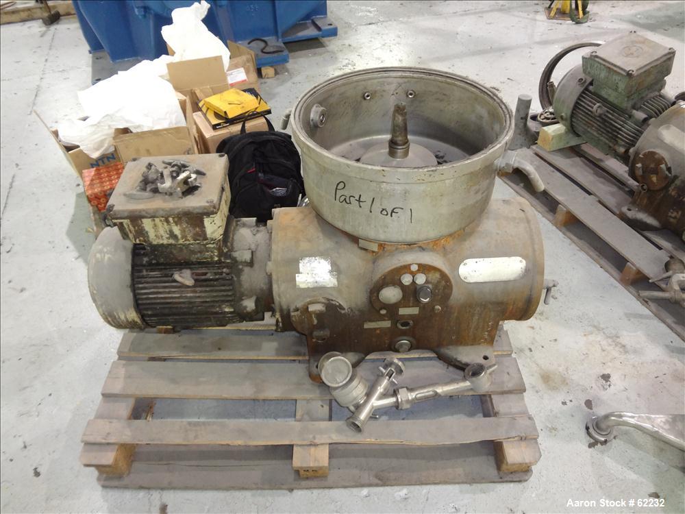 Used Stainless Steel Westfalia Solid Bowl Disc Centrifuge, TA-40-01-156 