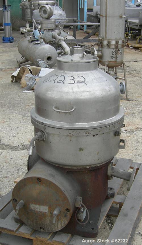 Used Stainless Steel Westfalia Solid Bowl Disc Centrifuge, TA-40-01-156 