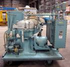 Used Alfa Laval MAB-206S-29-60 Solid Bowl Disc Centrifuge. 316 Stainless steel product contact areas, purifier design, maximum bowl speed 1700-1800 rpm, 10 hp drive motor, aluminum casing, centrifuge...