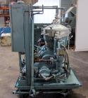 Used Alfa Laval MAB-206S-29-60 Solid Bowl Disc Centrifuge. 316 Stainless steel product contact areas, purifier design, maximum bowl speed 1700-1800 rpm, 10 hp drive motor, aluminum casing, centrifuge...