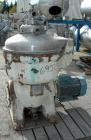Used Alfa-Laval Model TGV-214H Solid Bowl Disc Centrifuge. 329 Stainless steel construction (product contact areas). Separator design, bottom feed, centripetal pump liquid discharge. Direct drive con...
