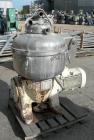 USED: Alfa-Laval model TGV-214H solid bowl disc centrifuge, 316 stainless steel construction (product contact areas). Separator design, bottom feed, centripetal pump liquid discharge. Direct drive co...