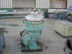 USED: Alfa Laval TVB-214H-15-21-60 solid bowl disc centrifuge. 316 stainless steel construction, separator design, coupled drive, sub-base, 15 hp drive motor 440/3/60/1790 rpm.