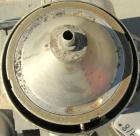 USED: Delaval 375 solid bowl disc centrifuge, 316 stainless steel construction, clarifier design, bottom feed, tri-pod frame, direct drive, approximate 3 hp drive motor, start/stop control.