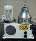 Used GEA Westfaila CTC-1-06-107 Solid Bowl Disc Centrifuge, Stainless Steel. 12,000 Rpm max bowl speed, rated 1.0kg/cu dm heavy phase, 1.4kg/cu dm solids, approximately 1.32 kW motor, centrifugal pum...