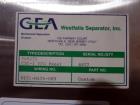 Used GEA Westfaila CTC-1-06-107 Solid Bowl Disc Centrifuge, Stainless Steel. 12,000 Rpm max bowl speed, rated 1.0kg/cu dm heavy phase, 1.4kg/cu dm solids, approximately 1.32 kW motor, centrifugal pum...