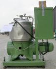 Used Westfalia BKA-25-86-076 Solid Bowl Disc Centrifuge, 316 Stainless Steel Construction (product contact areas). Maximum bowl speed 6500 rpm, chamber bowl clarifier design, centripetal pump liquid ...