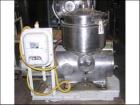 Used Westfalia BKA-25-86-576 solid bowl disc centrifuge. Stainless steel on product contact areas. Max bowl speed 66,000 rpm, clarifier design, jacketed bowl housing, direct drive configuration, cent...