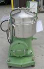 Used: Westfalia BKA-28-86-076 Solid Bowl Disc Centrifuge, 316 stainless steel construction (product contact areas), max bowl speed 6500 rpm, chamber bowl clarifier design, centripetal pump liquid dis...
