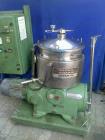 Used Westfalia BKA-28-86-076 Solid Bowl Disc Centrifuge. 316 stainless steel construction (product contact areas), max bowl speed 6500 rpm, chamber bowl clarifier design, centripetal pump liquid disc...