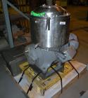 Used Westfalia BKA-6-86-076 Solid Bowl Disc Centrifuge, 316 Stainless Steel. Maximum bowl speed 8510 rpm, chamber bowl design, clarifier design (liquid/solids separation), centripetal pump liquid dis...