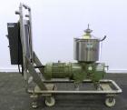 Used Westfalia BKA-6-86-076 Solid Bowl Disc Centrifuge, 316 Stainless Steel. Maximum bowl speed 8510 rpm, direct drive configuration, 7.5 hp drive motor. Mounted on a cart with casters and a control ...