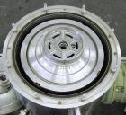 Used Westfalia BKA-6-86-076 Solid Bowl Disc Centrifuge, 316 Stainless Steel. Maximum bowl speed 8510 rpm, direct drive configuration, 7.5 hp drive motor. Mounted on a cart with casters and a control ...