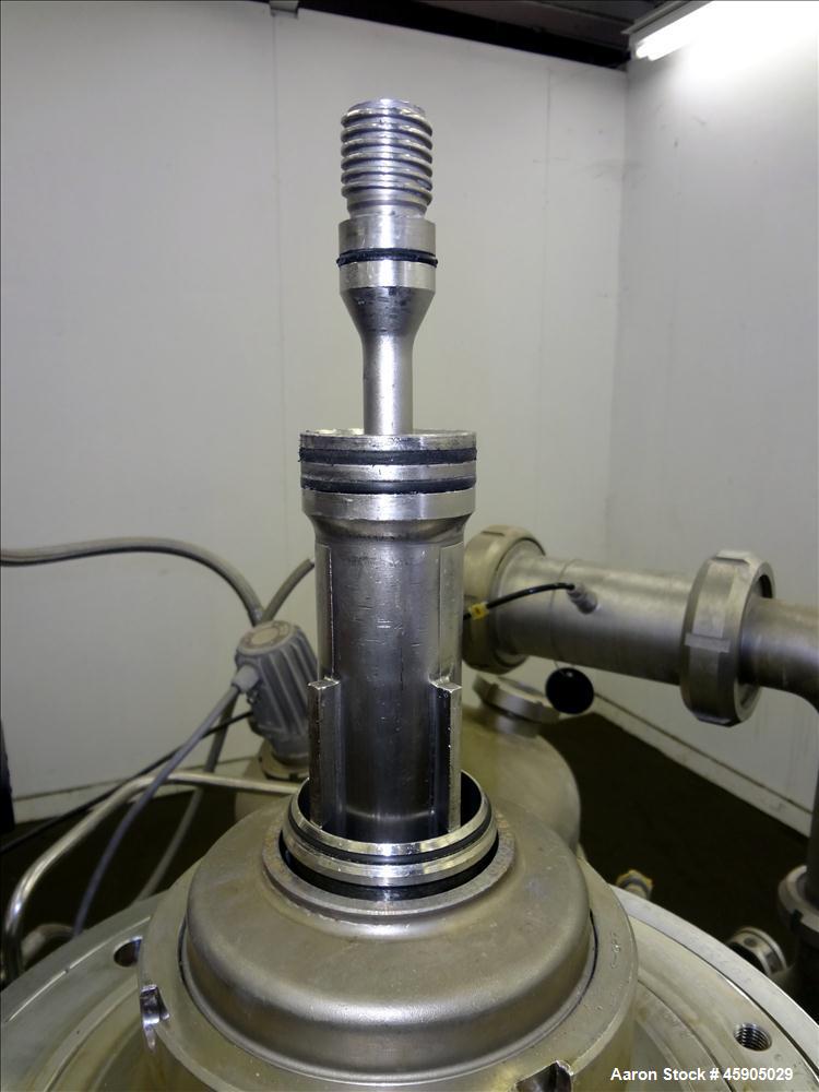 Used Alfa-Laval BTUX-51OT-34CEP-60 Nozzle Disc Centrifuge, 316 stainless Steel (product contact areas), clarifier design (Liquid/solids separation), centripetal pump liquid discharge, driven by a 45 ...