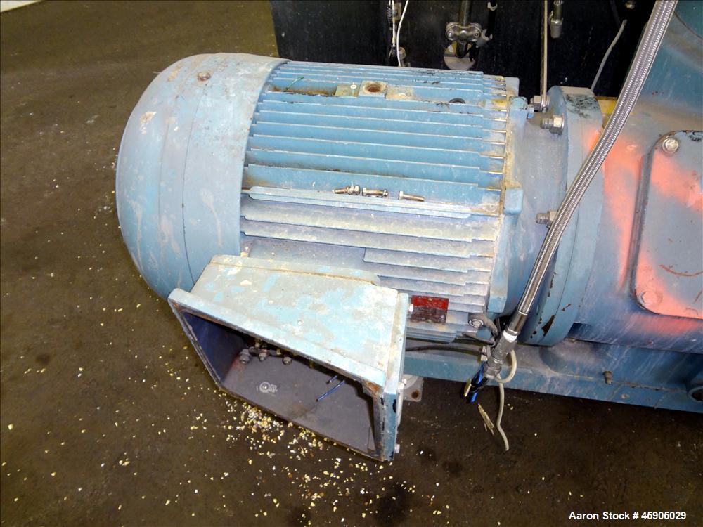 Used Alfa-Laval BTUX-51OT-34CEP-60 Nozzle Disc Centrifuge, 316 stainless Steel (product contact areas), clarifier design (Liquid/solids separation), centripetal pump liquid discharge, driven by a 45 ...