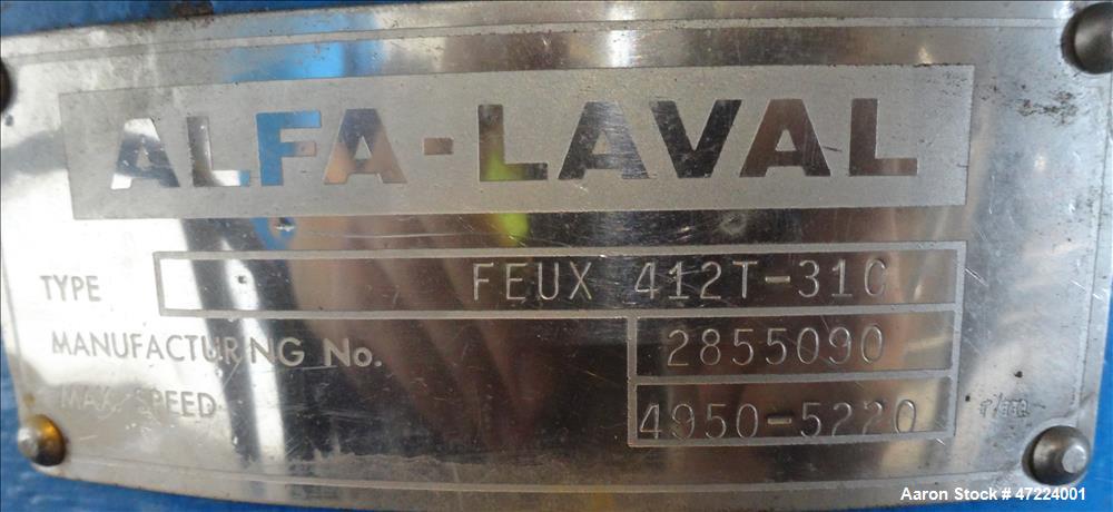Used Alfa Laval  FEUX-412 Nozzle Disc Centrifuge
